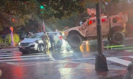 14-Ton Military Vehicle Crashes into SUV in D.C., Sparking Debate over Troop Deployment