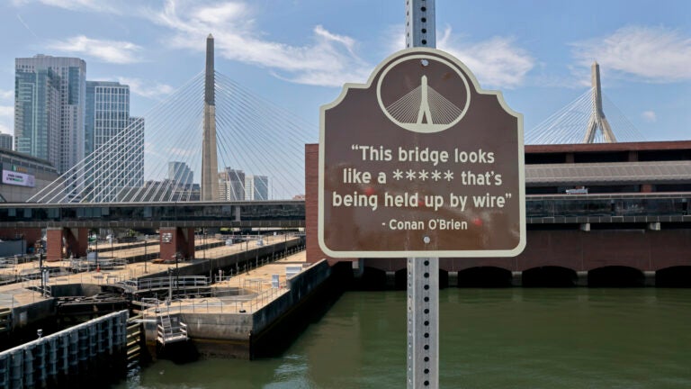 Who put this obscene, somewhat official-looking sign up near the Zakim Bridge?