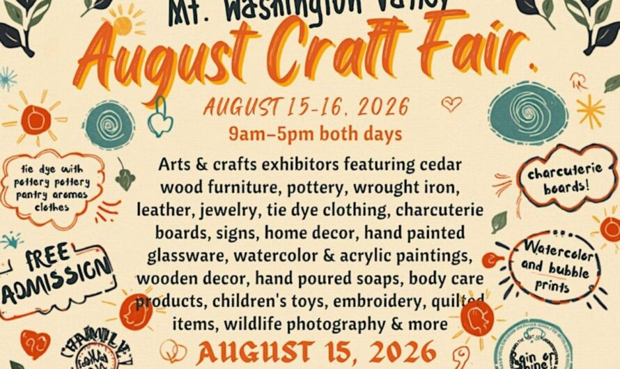 Mount Washington Valley August Craft Fair 2026 in North Conway, NH: Dates, Location, Handmade Crafts, and Event Details