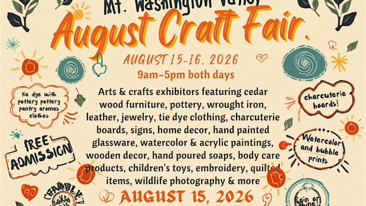 Mount Washington Valley August Craft Fair 2026 in North Conway, NH Dates, Location, Handmade Crafts, and Event Details